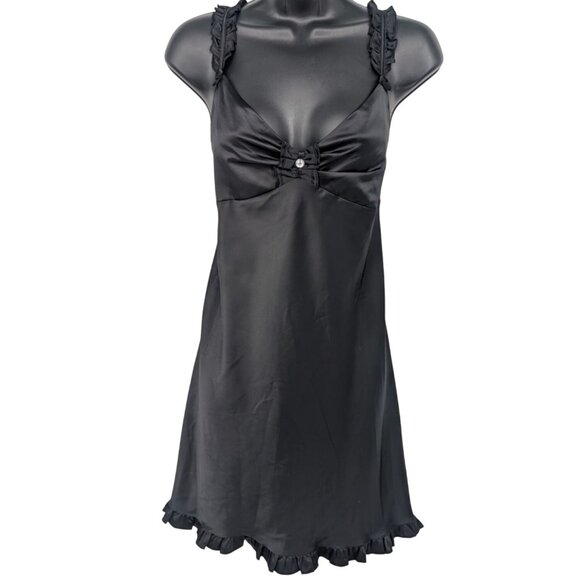 Vintage Morgan Taylor Intimates Slip Dress Size L Coquette Y2K Goth Milkmaid 90s - Picture 1 of 9